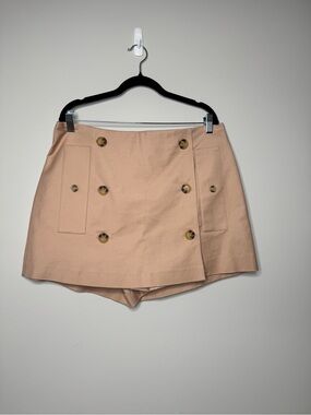 Anthropologie Maeve Double-Breasted Skort with Tortoise Buttons Feminine Size 14